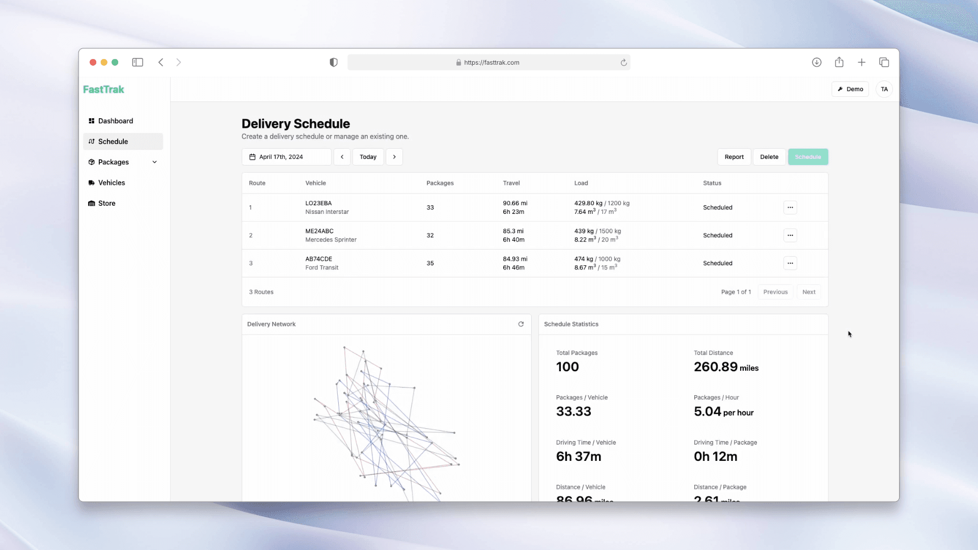 FastTrak Vehicle Routing System